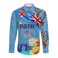 Fiji Day Long Sleeve Button Shirt Tagimoucia Flower and Melanesia Pattern