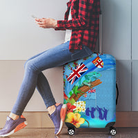 Fiji Day Luggage Cover Tagimoucia Flower and Melanesia Pattern