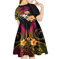Polynesia Hawaii Turtle Day Kid Short Sleeve Dress Hibiscus and Kanaka Maoli