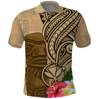 Hawaii Kanaloa Tiki Polo Shirt Polynesian Tattoo and Tapa Pattern