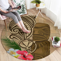 Hawaii Kanaloa Tiki Round Carpet Polynesian Tattoo and Tapa Pattern LT03 - Polynesian Pride