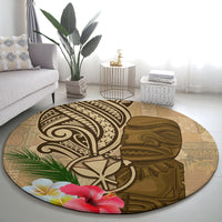 Hawaii Kanaloa Tiki Round Carpet Polynesian Tattoo and Tapa Pattern LT03 - Polynesian Pride