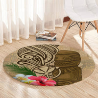 Hawaii Kanaloa Tiki Round Carpet Polynesian Tattoo and Tapa Pattern LT03 - Polynesian Pride
