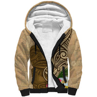 Hawaii Kanaloa Tiki Sherpa Hoodie Polynesian Tattoo and Tapa Pattern