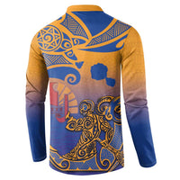 Hawaiki Nui Va'a Solo French Polynesia Button Sweatshirt Sunset Color