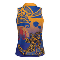 Hawaiki Nui Va'a Solo French Polynesia Women Sleeveless Polo Shirt Sunset Color