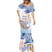 Hawaiki Nui Va'a Solo French Polynesia Mermaid Dress Blue Color