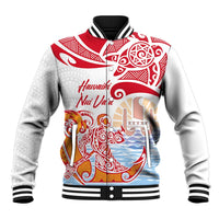Hawaiki Nui Va'a Solo French Polynesia Baseball Jacket Red Color