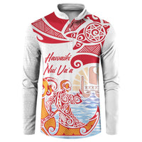 Hawaiki Nui Va'a Solo French Polynesia Button Sweatshirt Red Color
