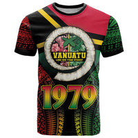 Vanuatu Constitution Day T Shirt Polynesian Tattoo and Pig Tusk Since 1979 LT03 Black - Polynesian Pride