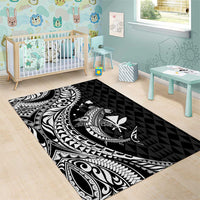 Aloha Hawaii Hammerhead Shark Area Rug Black Kakau and Polynesian Tattoo LT03