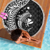 Aloha Hawaii Hammerhead Shark Beach Blanket Black Kakau and Polynesian Tattoo LT03