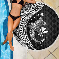 Aloha Hawaii Hammerhead Shark Beach Blanket Black Kakau and Polynesian Tattoo LT03