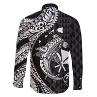 Aloha Hawaii Hammerhead Shark Family Matching Tank Maxi Dress and Hawaiian Shirt Black Kakau and Polynesian Tattoo LT03