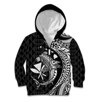 Aloha Hawaii Hammerhead Shark Kid Hoodie Black Kakau and Polynesian Tattoo LT03