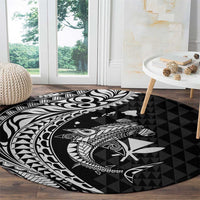 Aloha Hawaii Hammerhead Shark Round Carpet Black Kakau and Polynesian Tattoo LT03 - Polynesian Pride