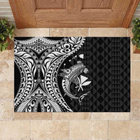 Aloha Hawaii Hammerhead Shark Rubber Doormat Black Kakau and Polynesian Tattoo LT03