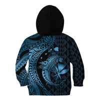Aloha Hawaii Hammerhead Shark Kid Hoodie Blue Kakau and Polynesian Tattoo LT03
