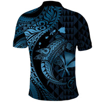 Aloha Hawaii Hammerhead Shark Polo Shirt Blue Kakau and Polynesian Tattoo LT03