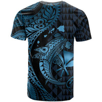 Aloha Hawaii Hammerhead Shark T Shirt Blue Kakau and Polynesian Tattoo LT03