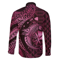 Aloha Hawaii Hammerhead Shark Family Matching Tank Maxi Dress and Hawaiian Shirt Pink Kakau and Polynesian Tattoo LT03