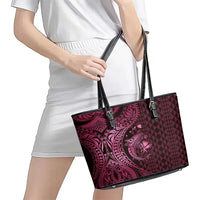 Aloha Hawaii Hammerhead Shark Leather Tote Bag Pink Kakau and Polynesian Tattoo LT03