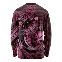 Aloha Hawaii Hammerhead Shark Long Sleeve Shirt Pink Kakau and Polynesian Tattoo LT03 - Polynesian Pride