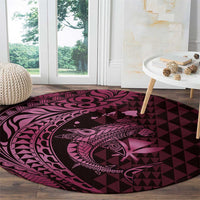Aloha Hawaii Hammerhead Shark Round Carpet Pink Kakau and Polynesian Tattoo LT03 - Polynesian Pride