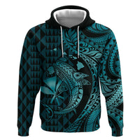 Aloha Hawaii Hammerhead Shark Hoodie Turquoise Kakau and Polynesian Tattoo LT03 Pullover Hoodie Turquoise - Polynesian Pride