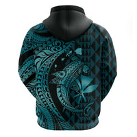 Aloha Hawaii Hammerhead Shark Hoodie Turquoise Kakau and Polynesian Tattoo LT03 - Polynesian Pride