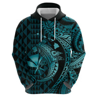 Aloha Hawaii Hammerhead Shark Hoodie Turquoise Kakau and Polynesian Tattoo LT03 - Polynesian Pride