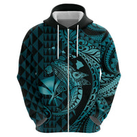 Aloha Hawaii Hammerhead Shark Hoodie Turquoise Kakau and Polynesian Tattoo LT03 - Polynesian Pride