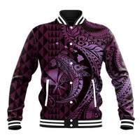 Aloha Hawaii Hammerhead Shark Baseball Jacket Purple Kakau and Polynesian Tattoo LT03 Unisex Purple - Polynesian Pride