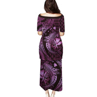 Aloha Hawaii Hammerhead Shark Family Matching Puletasi and Hawaiian Shirt Purple Kakau and Polynesian Tattoo LT03