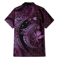 Aloha Hawaii Hammerhead Shark Family Matching Tank Maxi Dress and Hawaiian Shirt Purple Kakau and Polynesian Tattoo LT03