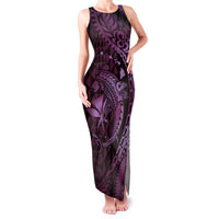 Aloha Hawaii Hammerhead Shark Family Matching Tank Maxi Dress and Hawaiian Shirt Purple Kakau and Polynesian Tattoo LT03