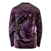 Aloha Hawaii Hammerhead Shark Long Sleeve Shirt Purple Kakau and Polynesian Tattoo LT03 - Polynesian Pride
