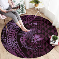 Aloha Hawaii Hammerhead Shark Round Carpet Purple Kakau and Polynesian Tattoo LT03 - Polynesian Pride