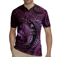 Aloha Hawaii Hammerhead Shark Rugby Jersey Purple Kakau and Polynesian Tattoo LT03