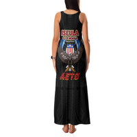 American Samoa Fautasi Family Matching Tank Maxi Dress and Hawaiian Shirt Pago Pago Aeto and Iseula o le Moana of Fagatogo Black Color - Polynesian Pride