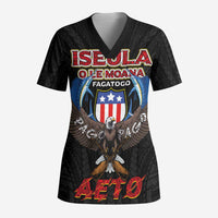 American Samoa Fautasi Scrub Top Pago Pago Aeto and Iseula o le Moana of Fagatogo Black Color - Polynesian Pride