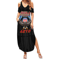 American Samoa Fautasi Summer Maxi Dress Pago Pago Aeto and Iseula o le Moana of Fagatogo Black Color - Polynesian Pride