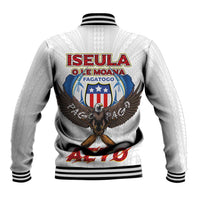 American Samoa Fautasi Baseball Jacket Pago Pago Aeto and Iseula o le Moana of Fagatogo White Color - Polynesian Pride