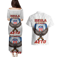 American Samoa Fautasi Couples Matching Puletasi and Hawaiian Shirt Pago Pago Aeto and Iseula o le Moana of Fagatogo White Color - Polynesian Pride