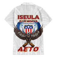 American Samoa Fautasi Family Matching Long Sleeve Bodycon Dress and Hawaiian Shirt Pago Pago Aeto and Iseula o le Moana of Fagatogo White Color - Polynesian Pride