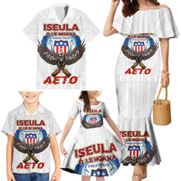 American Samoa Fautasi Family Matching Mermaid Dress and Hawaiian Shirt Pago Pago Aeto and Iseula o le Moana of Fagatogo White Color - Polynesian Pride