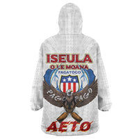 American Samoa Fautasi Wearable Blanket Hoodie Pago Pago Aeto and Iseula o le Moana of Fagatogo White Color - Polynesian Pride