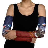 American Samoa Fautasi Arm Sleeves Pago Pago Aeto and Iseula o le Moana of Fagatogo Red-Blue - Polynesian Pride