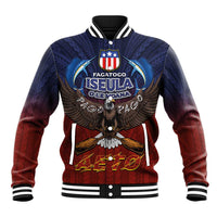 American Samoa Fautasi Baseball Jacket Pago Pago Aeto and Iseula o le Moana of Fagatogo Red-Blue - Polynesian Pride