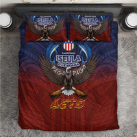 American Samoa Fautasi Bedding Set Pago Pago Aeto and Iseula o le Moana of Fagatogo Red-Blue - Polynesian Pride